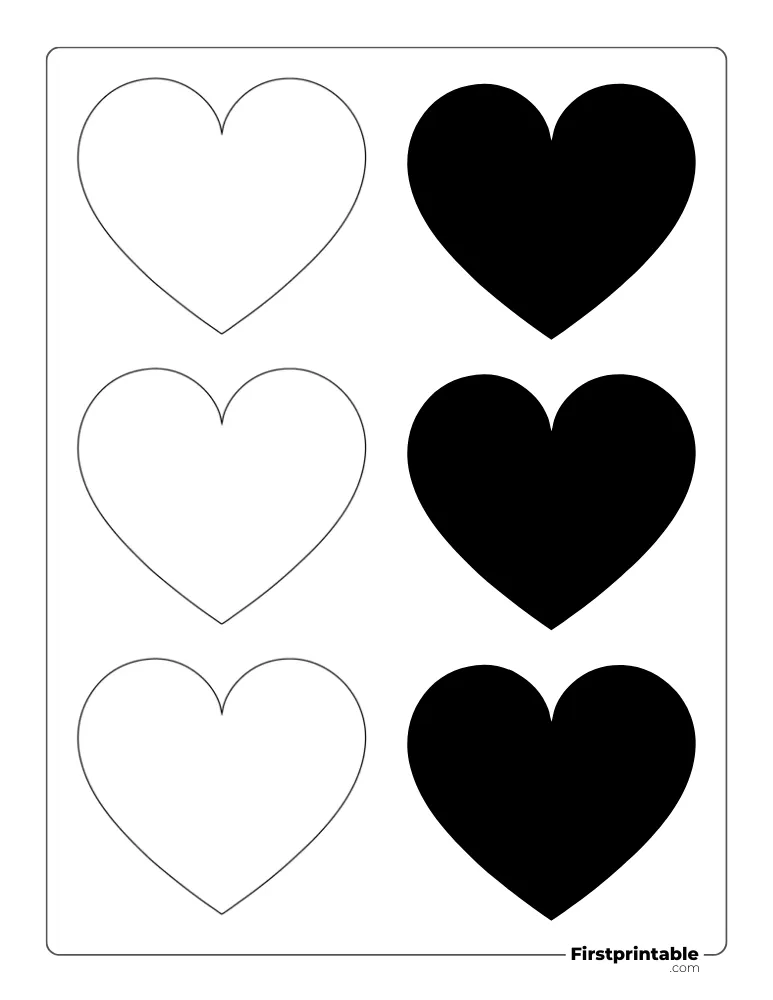 Black and White Heart Template Small Outline