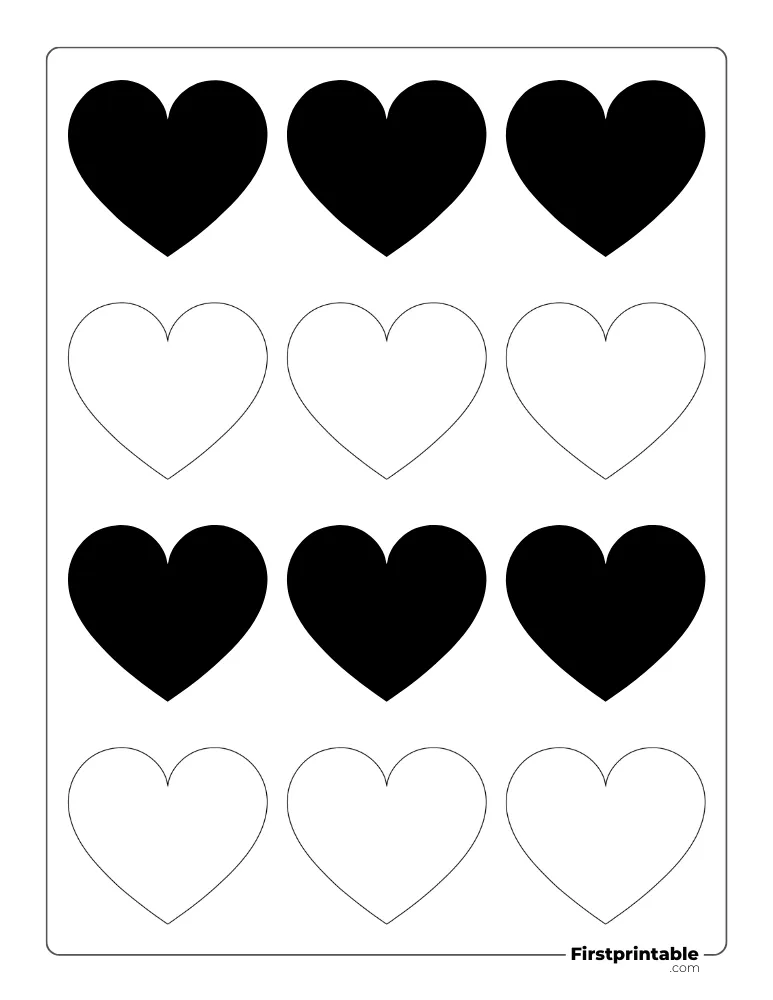 Black and White Heart Template XS Outline