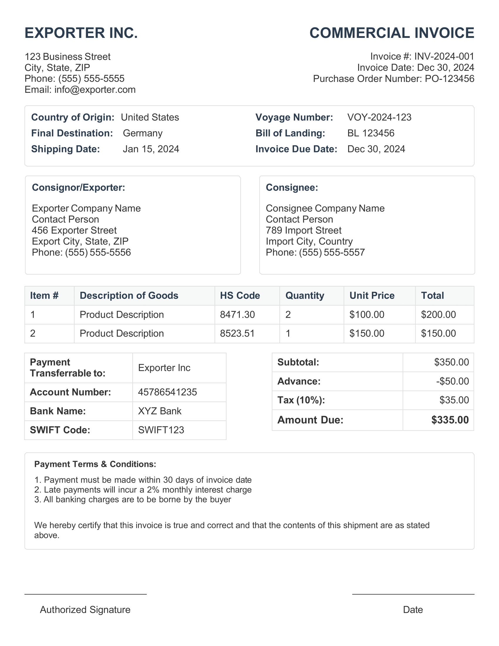Commercial Invoice 03 - Word