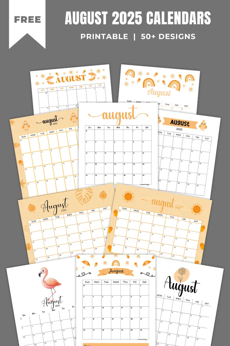 August 2025 Calendars | 40 Free Printable PDF