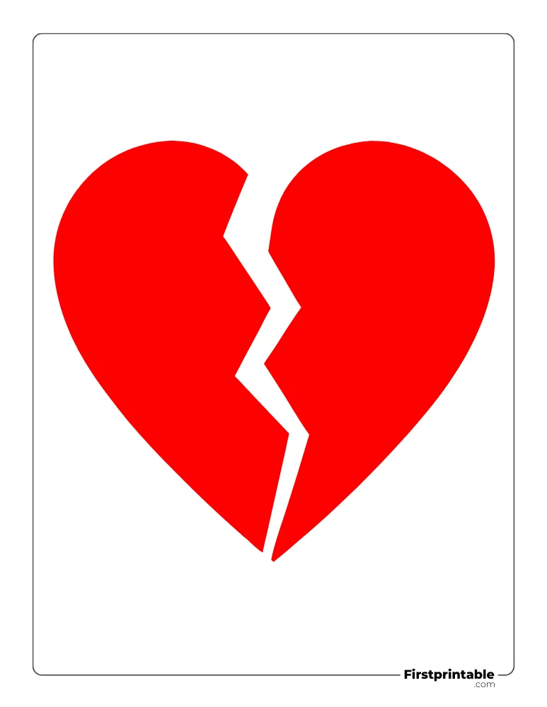 Heart Broken Template Large Colored