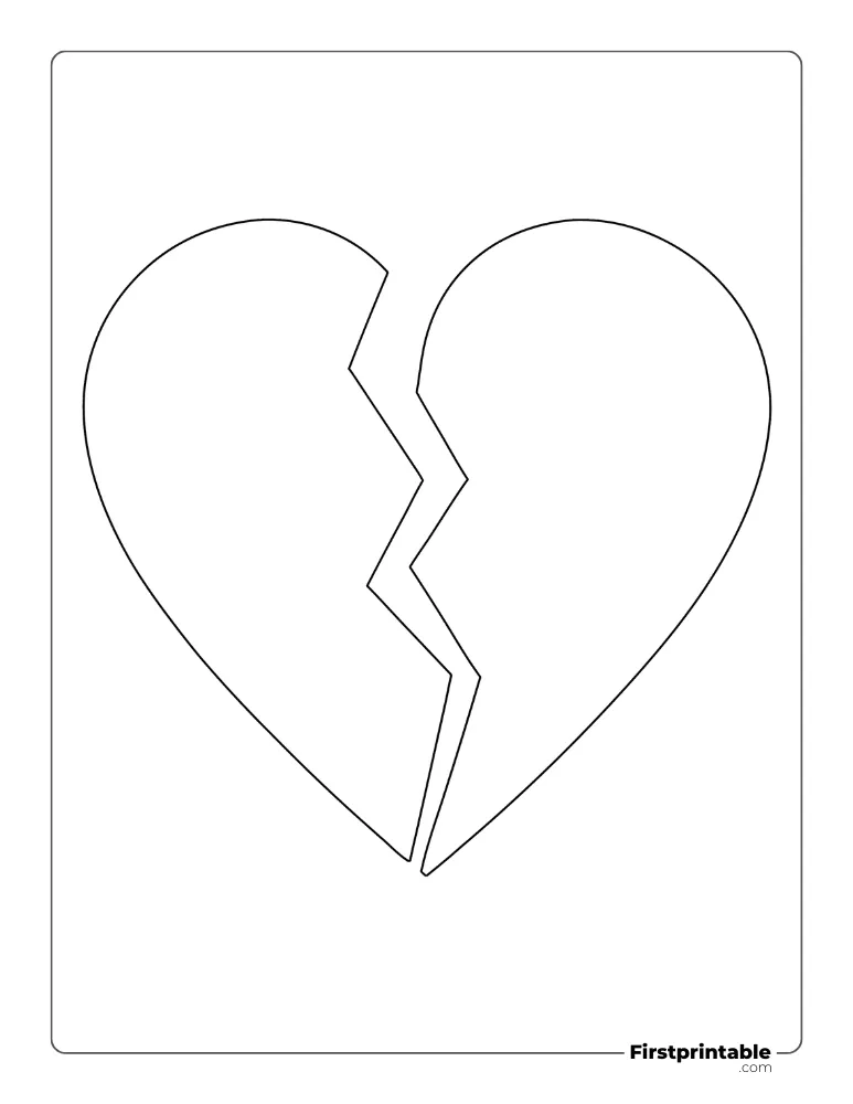 Heart Broken Template Large Outline