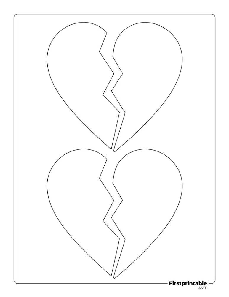 Heart Broken Template Medium Outline