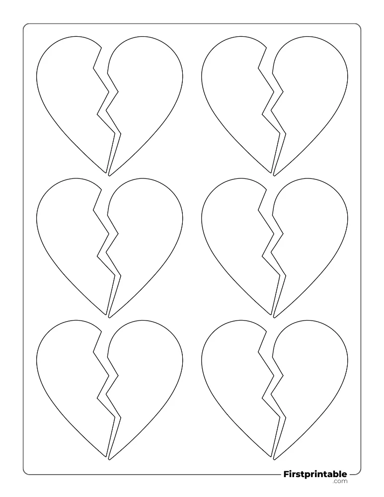 Heart Broken Template Small Outline