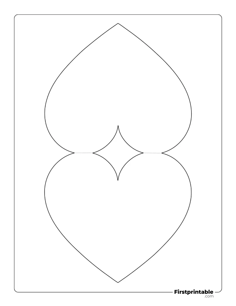 Heart Card Template Large Top Fold