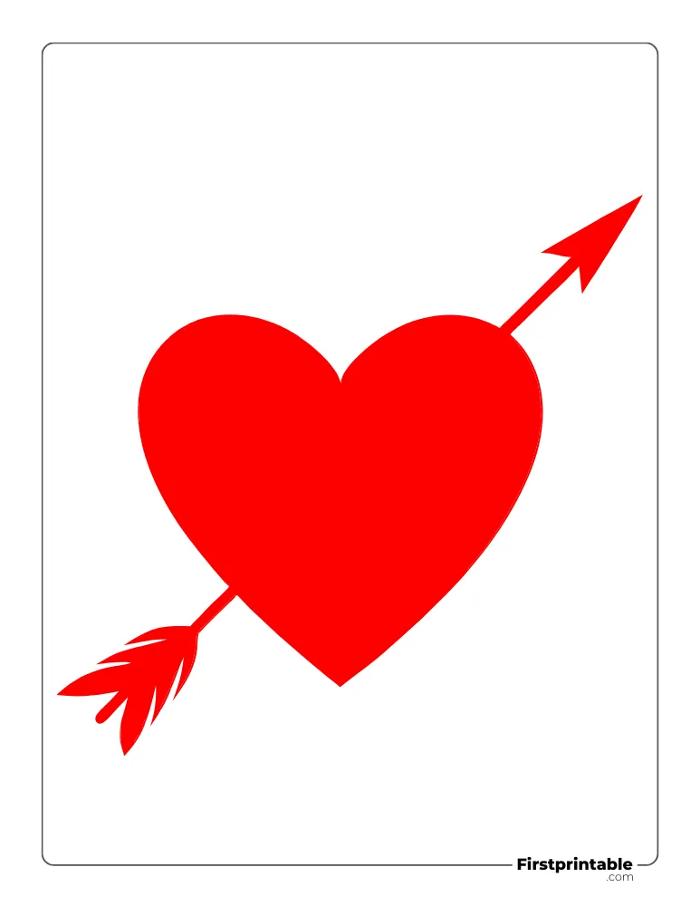 Heart with Arrow Template Large Colored