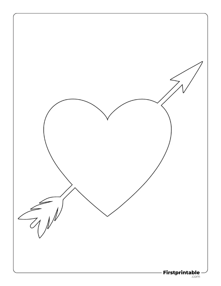 Heart with Arrow Template Large Outline