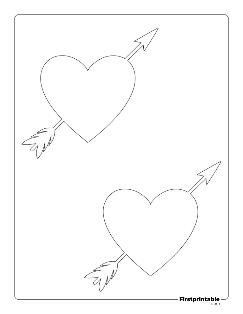 Heart with Arrow Template Medium Outline