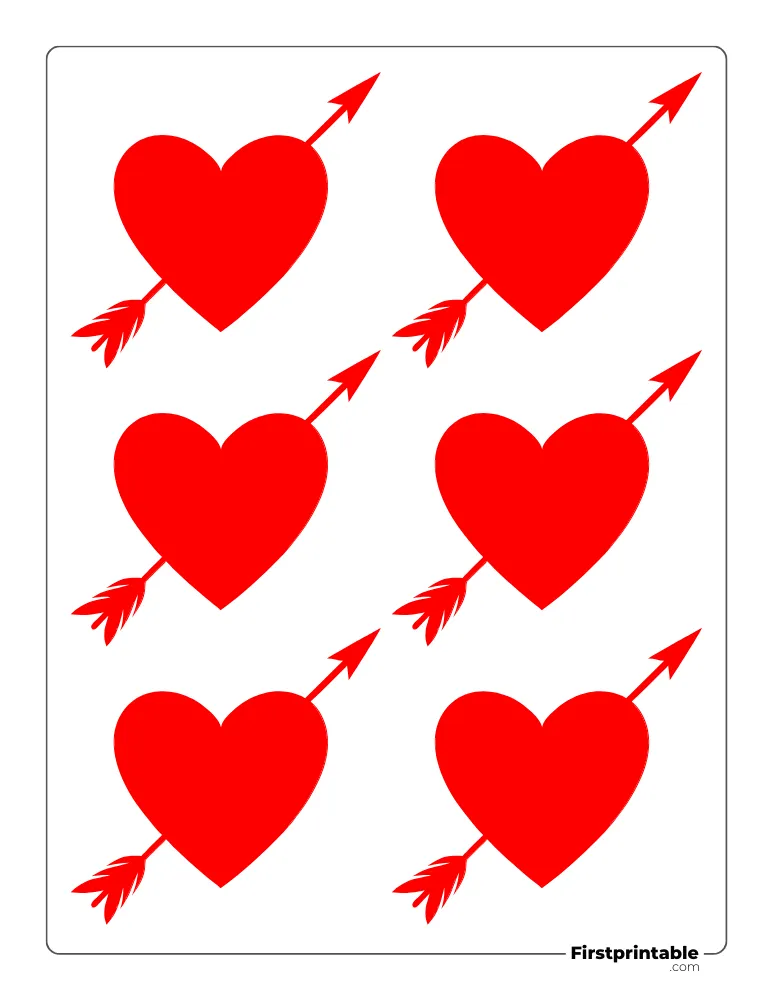 Heart with Arrow Template Small Colored