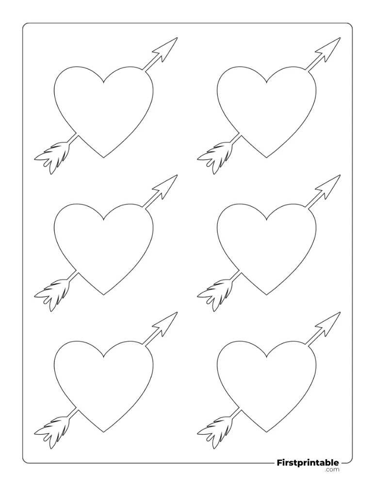 Heart with Arrow Template Small Outline