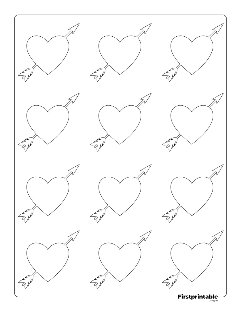 Heart with Arrow Template XS Outline