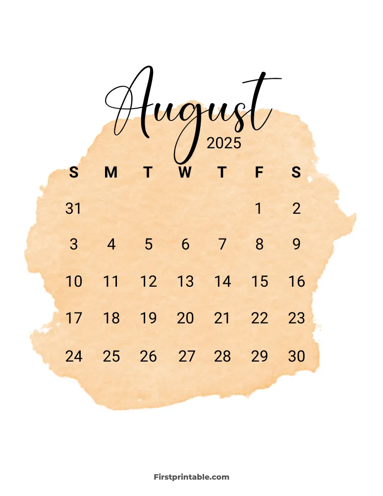 Printable August Calendar 2025 Template 11