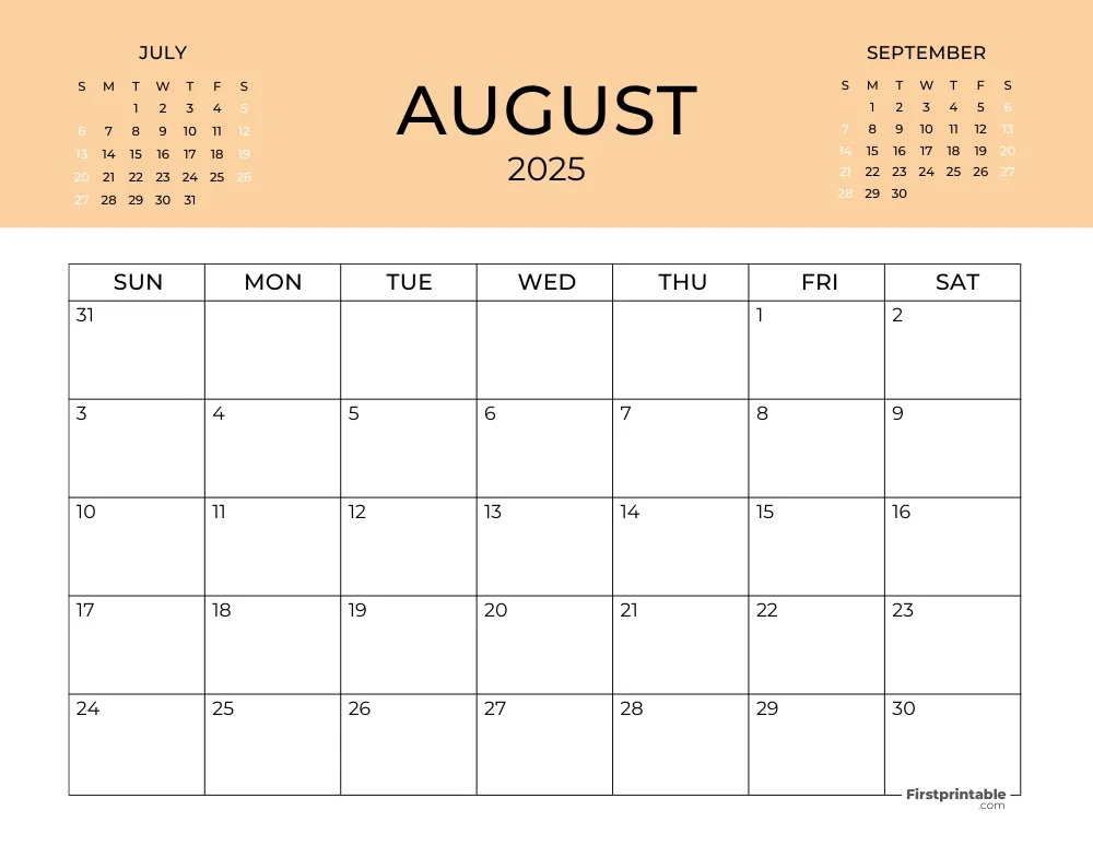 Spanish Printable August Calendar 2025 Summer Template 44