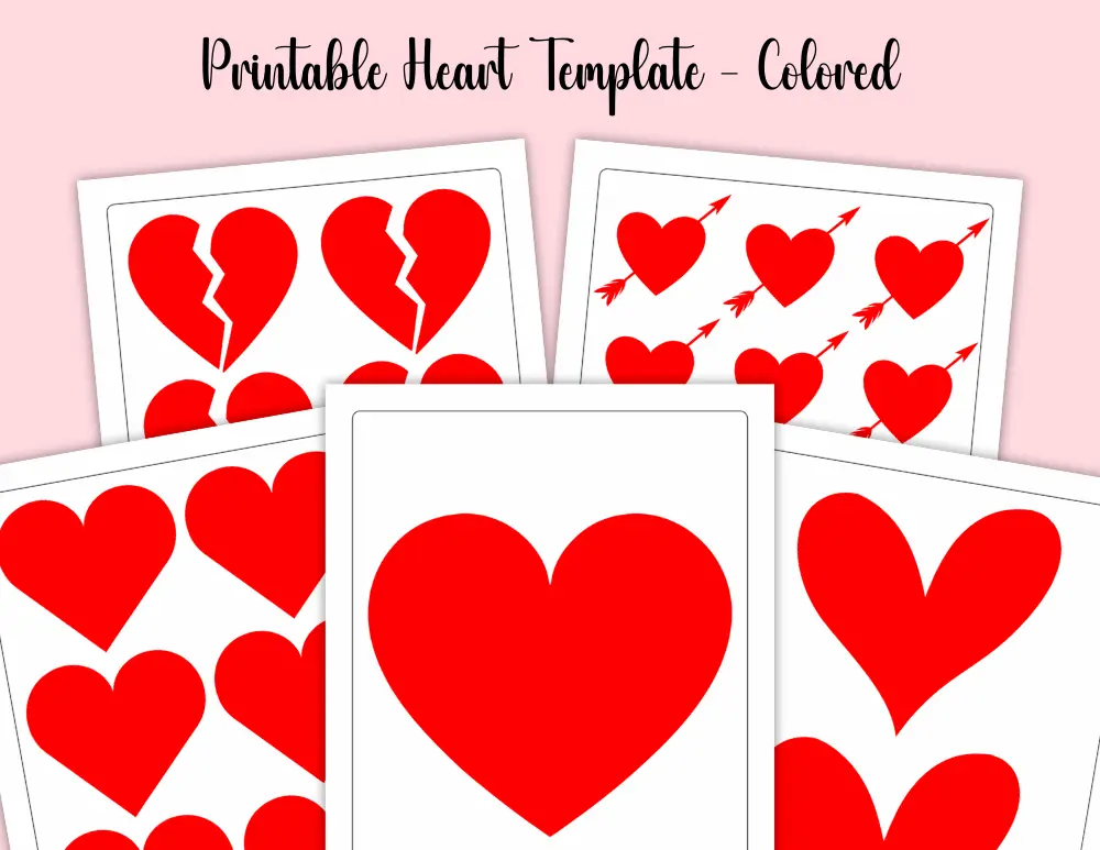 Printable Heart Template Colored