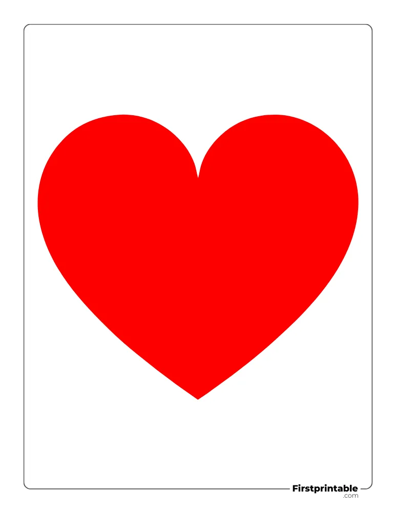 Simple Heart Template Large Colored