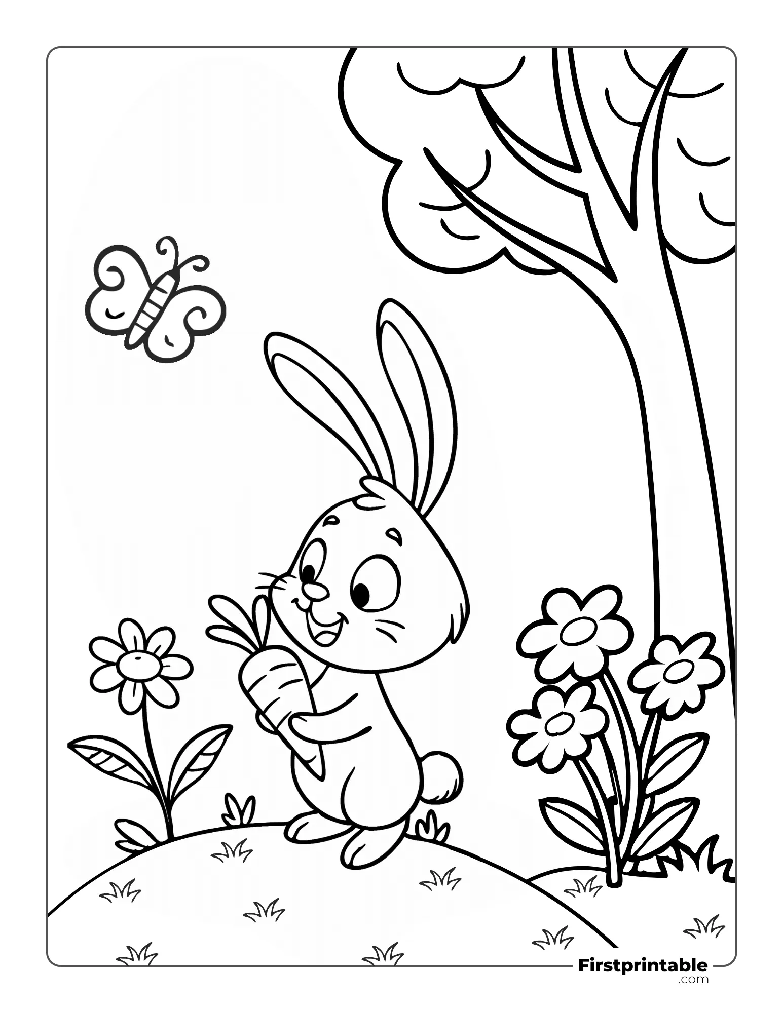 Bunny with Carrot Coloring Page