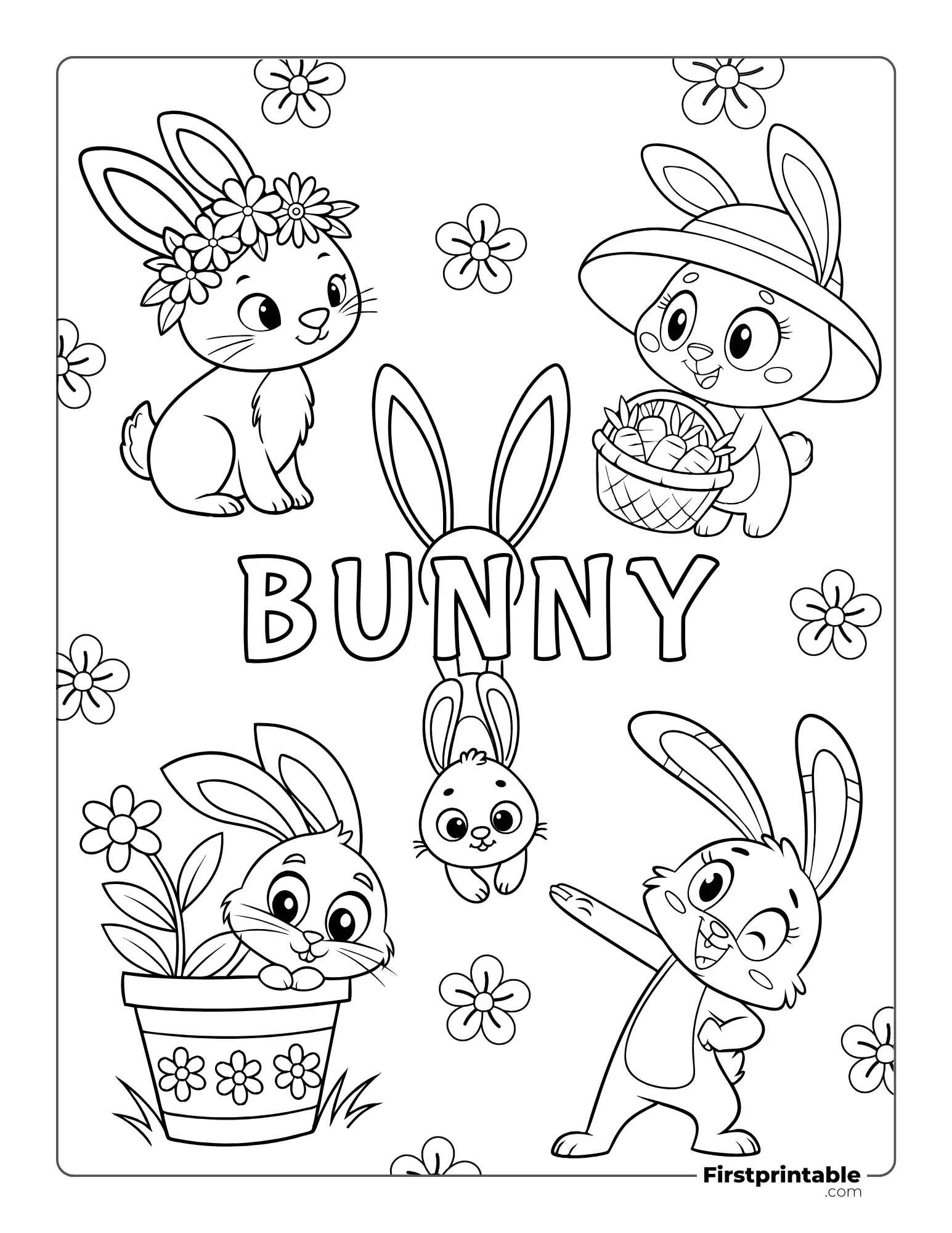 Bunny Themed Coloring Page