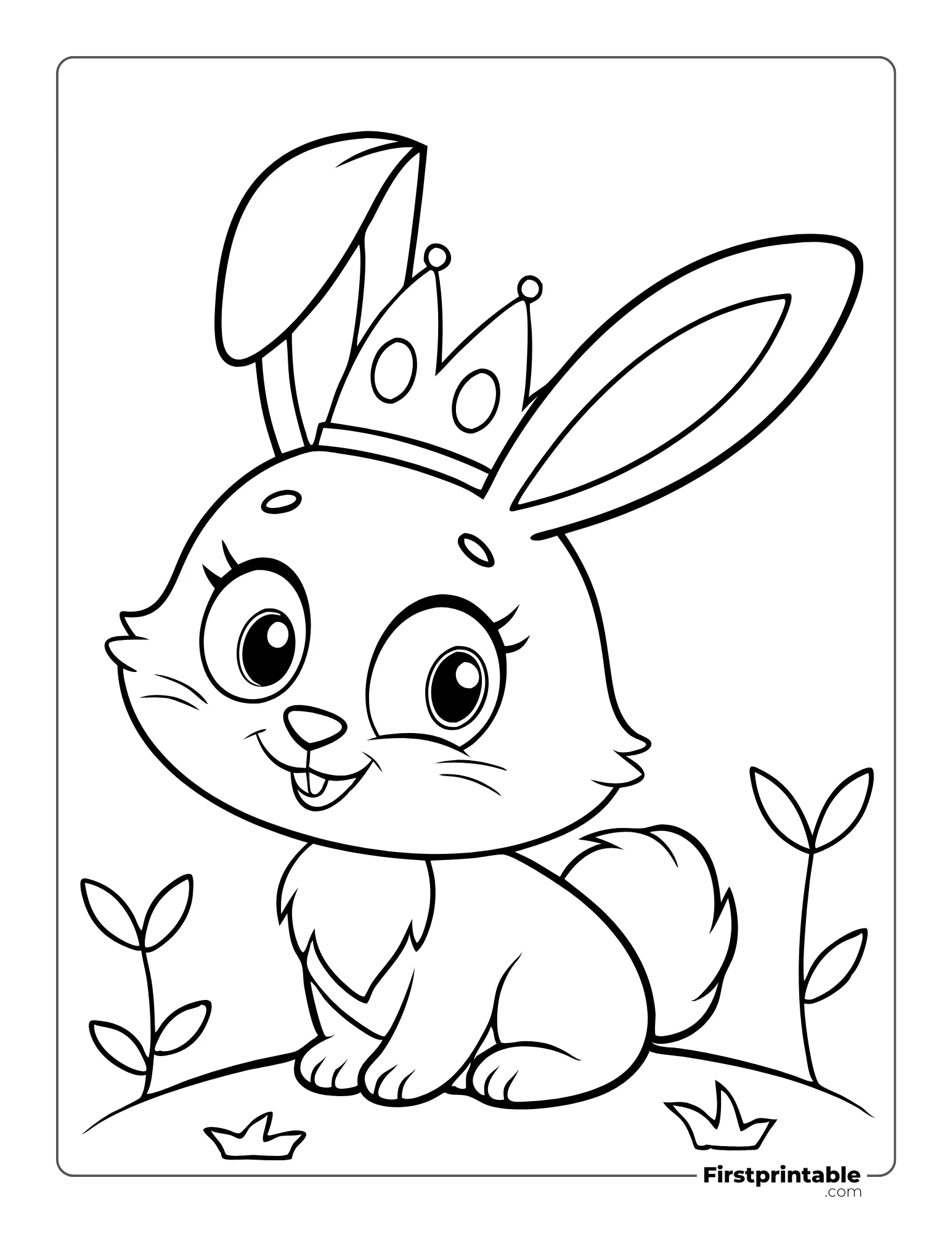 Cute Bunny in Crown Coloring Page