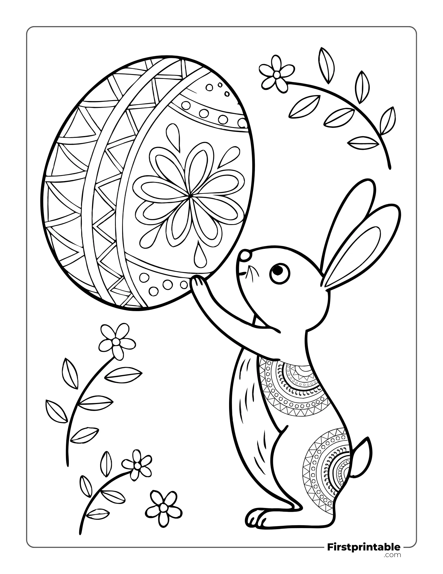  Bunny and Egg - Mandala Design - For Adults to Color