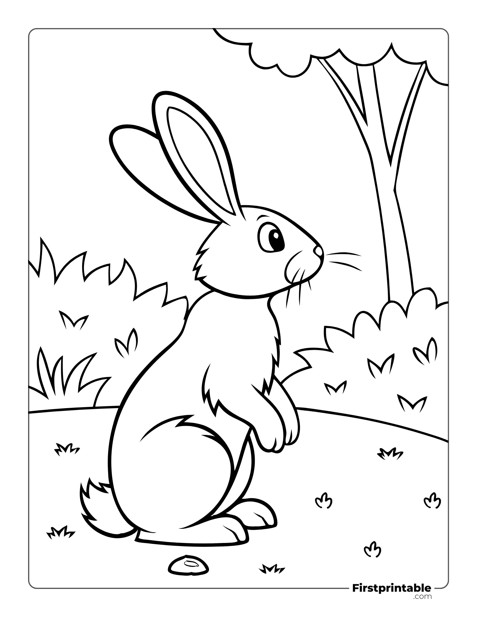 Hopping Rabbit To Color for Kids