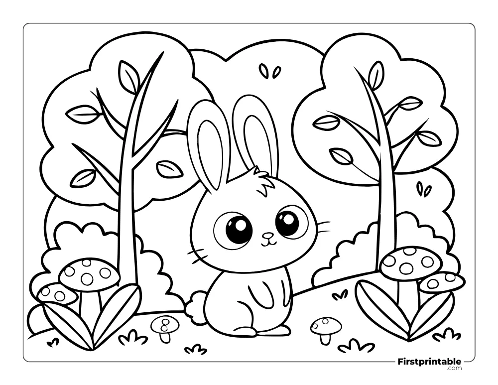 Baby Bunny Hopping - for Kids to Color 