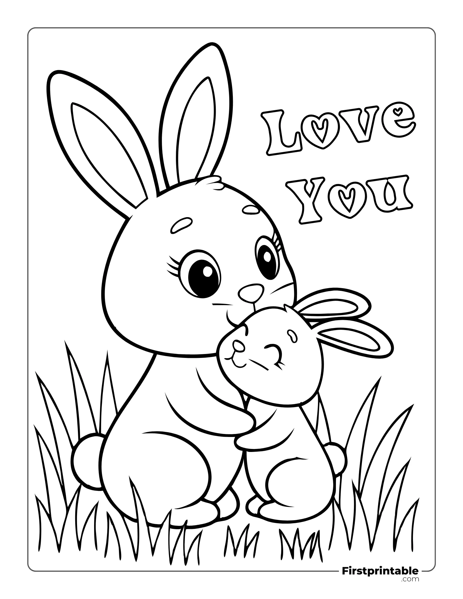 Bunny Hugging Coloring Page