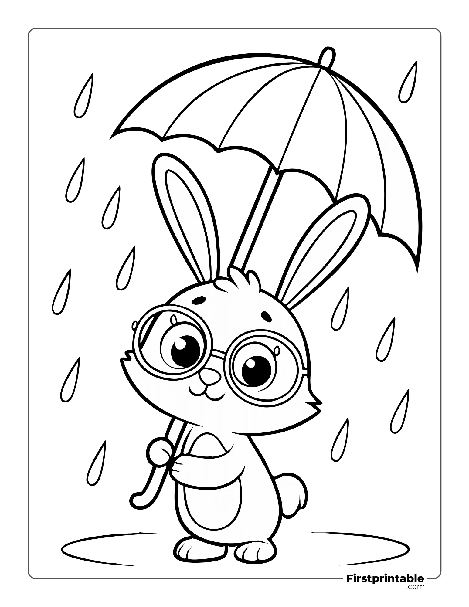 Bunny with Umbrella to Color