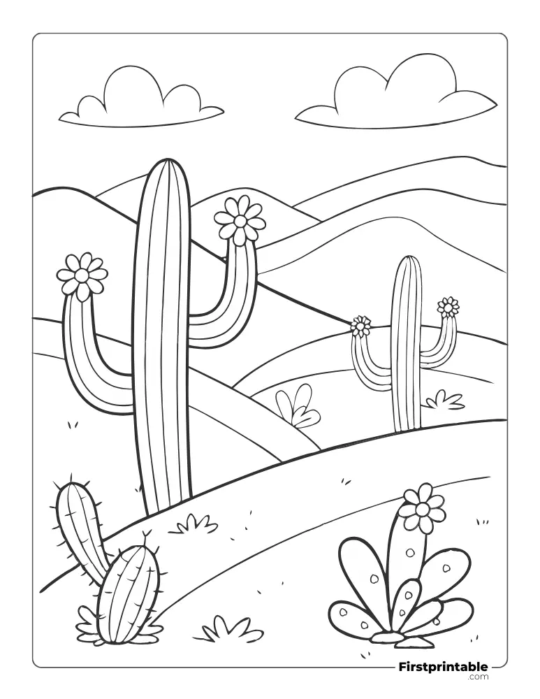 Color the Realistic Cactus in the Desert