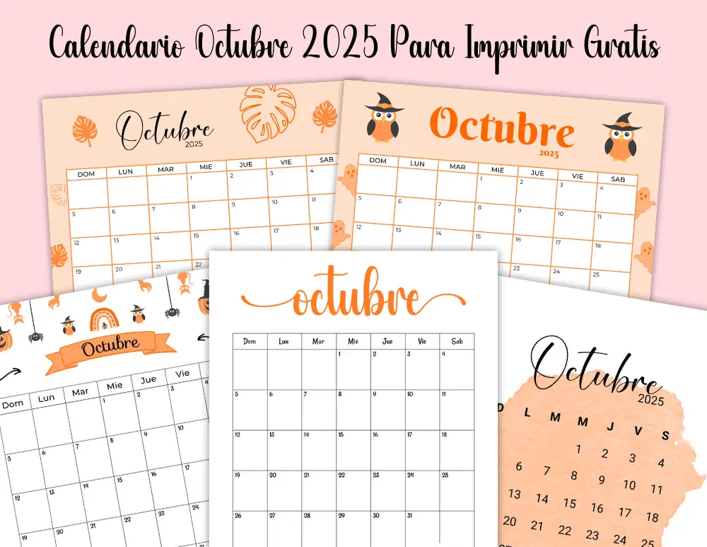 Calendario Octubre 2025 Para Imprimir Gratis en Español