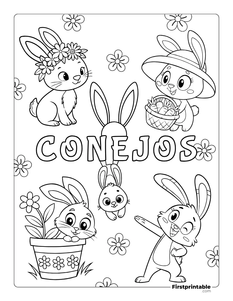 Dibujos para Colorear de Conejos 01