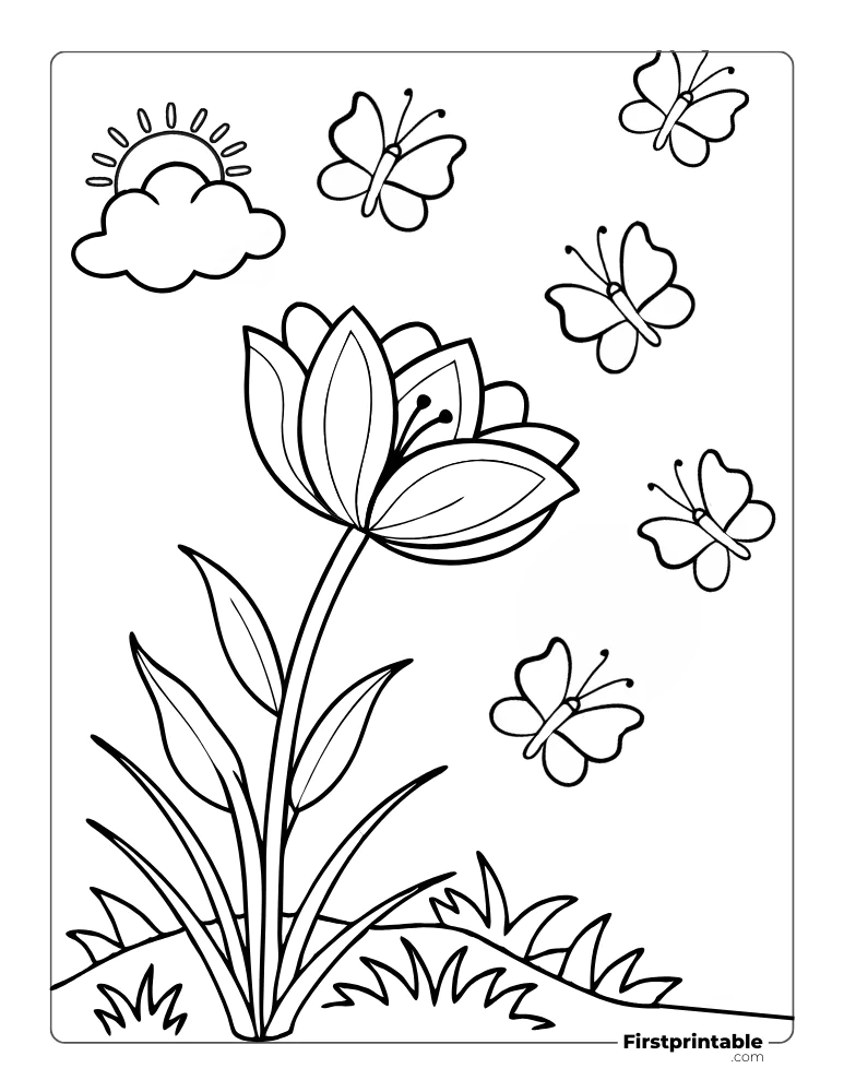 Color the Butterflies and Flower Blossoms