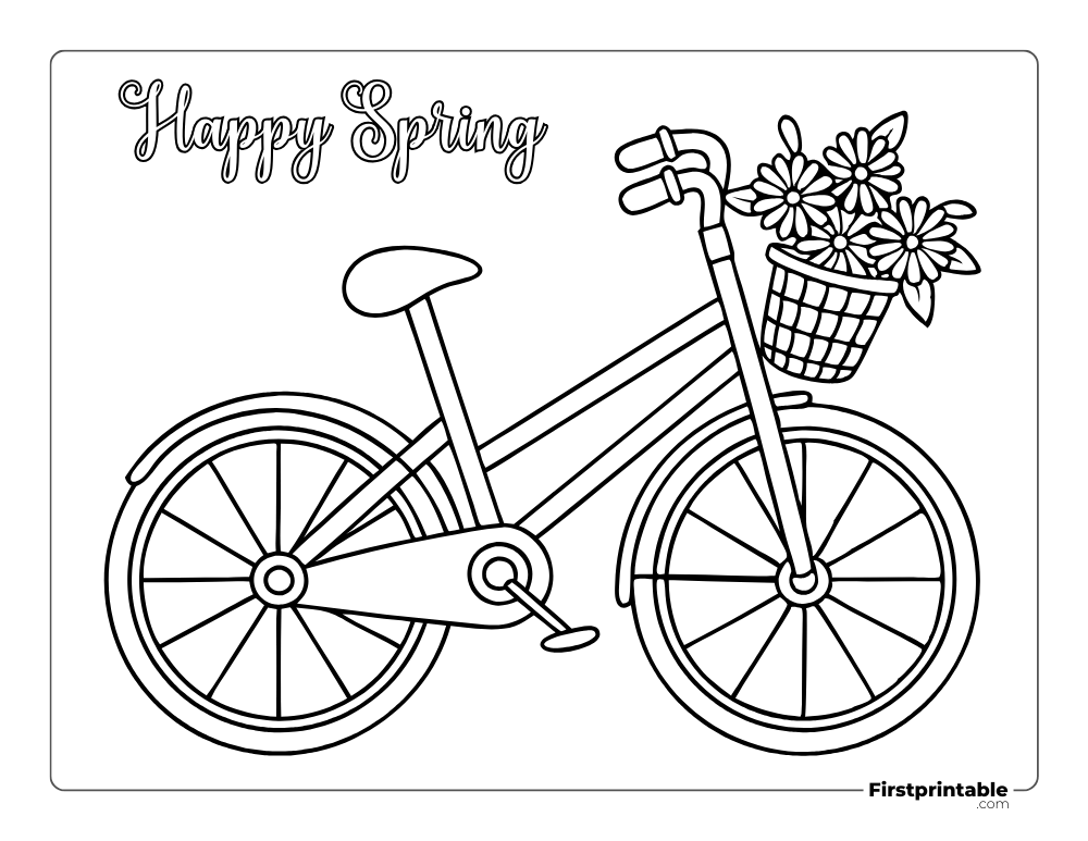 Bicycle with Flowers in the Carrier Coloring Page