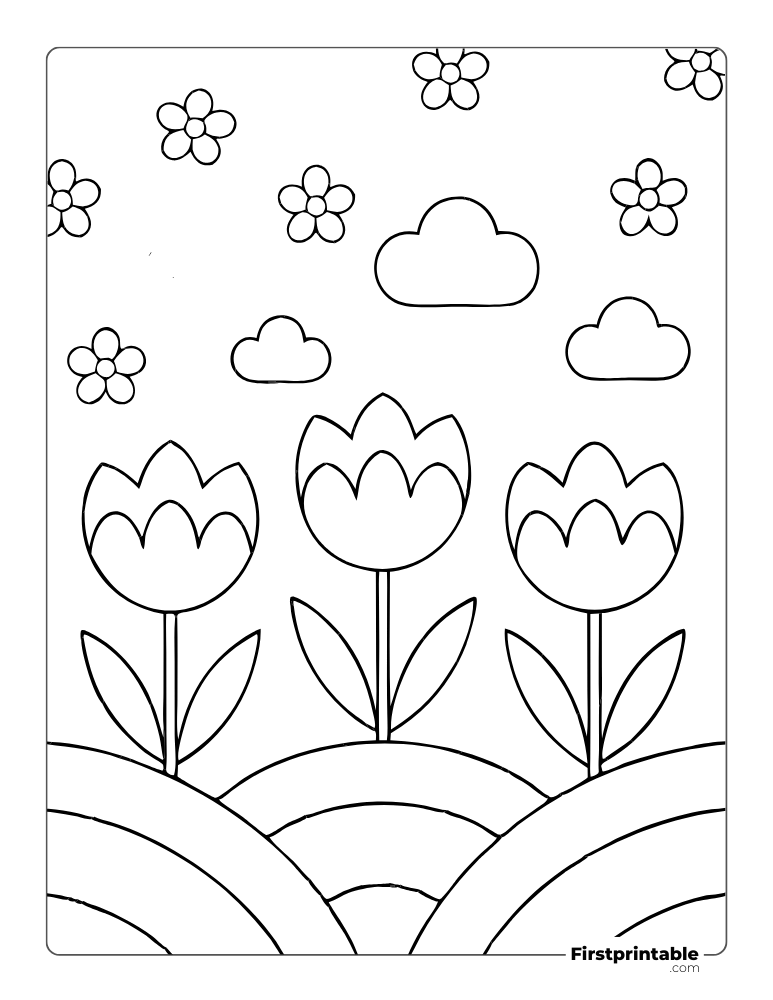 Simple Flower Designs for Preschoolers to Color
