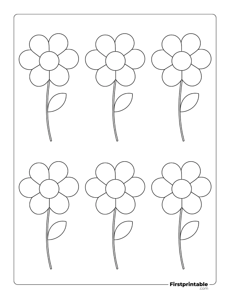 Flower Template with Stem - Small Outline