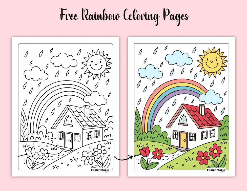 Free Rainbow and Spring Coloring Pages