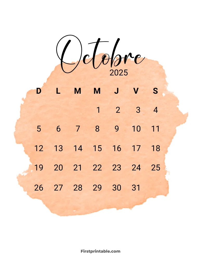 French Printable October Calendar 2025 Template 55