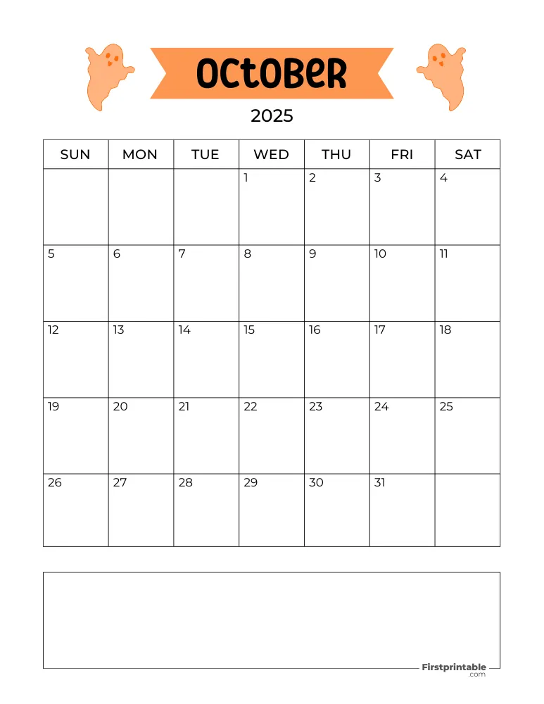 October Calendar 2025 Halloween Template 05