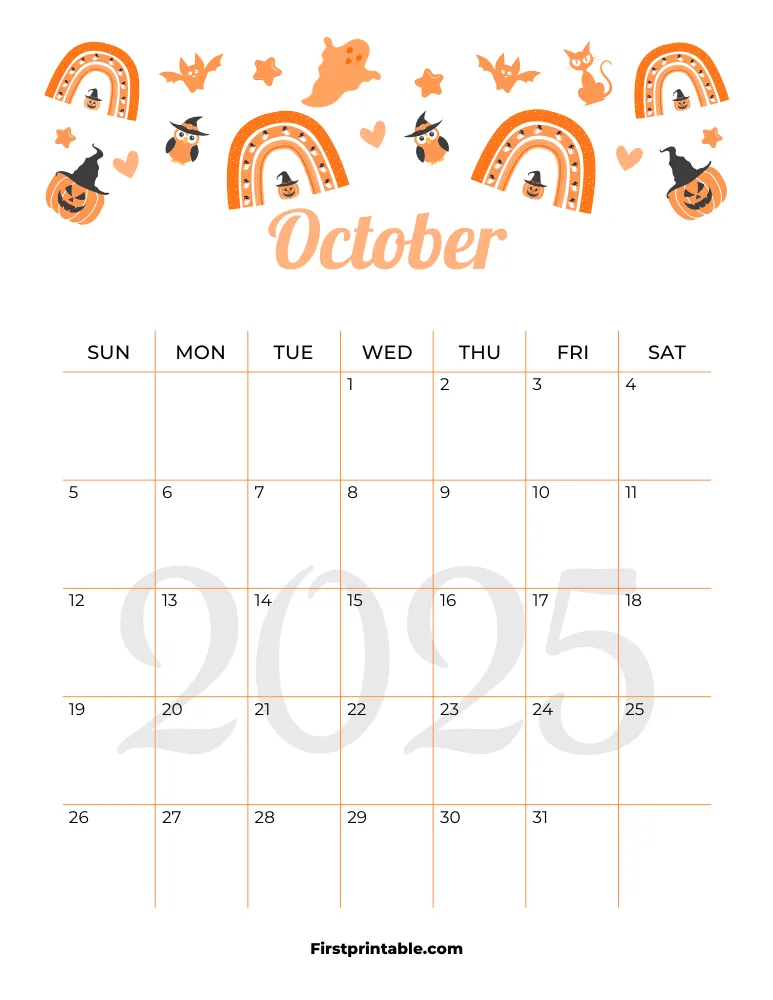 October Calendar 2025 Halloween Template 06