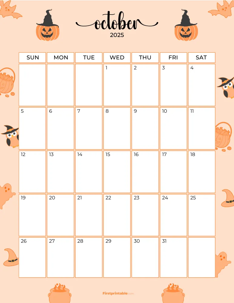 October Calendar 2025 Halloween Template 09