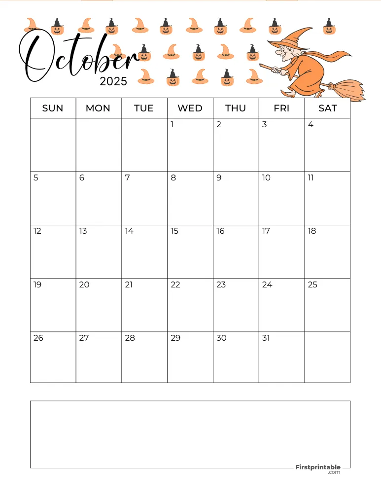 October Calendar 2025 Halloween Template 10