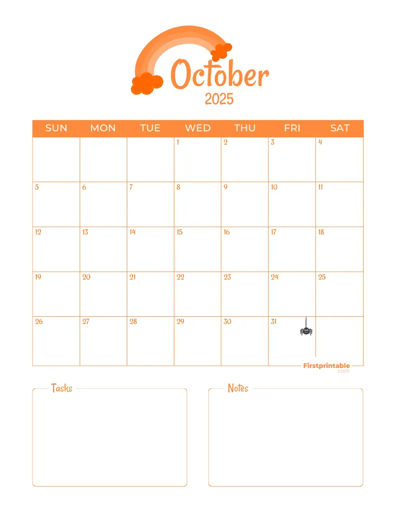 Printable October Calendar 2025 Template 03