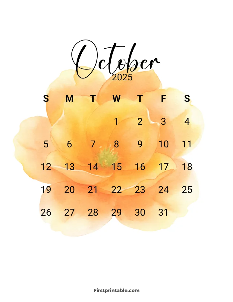 Printable October Calendar 2025 Template 12