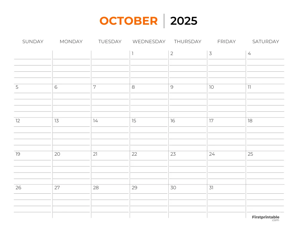 Printable October Calendar 2025 Template 26