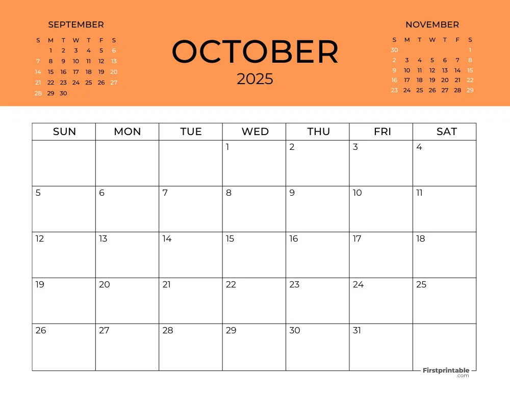 Printable October Calendar 2025 Template 27