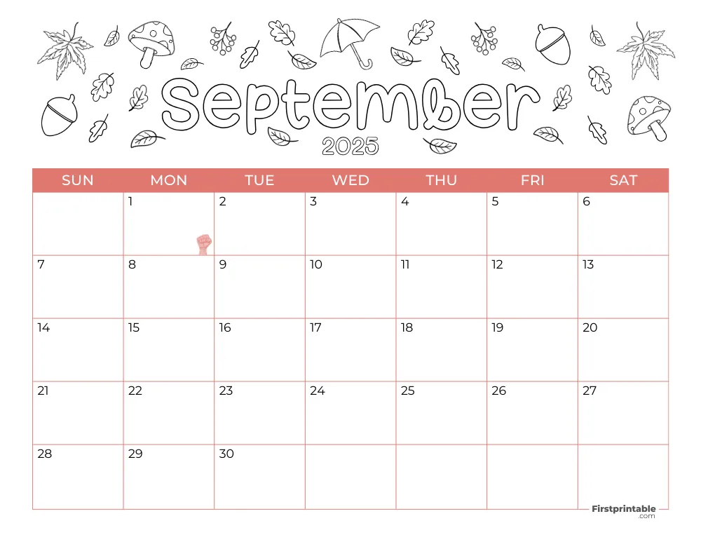 Printable September Calendar 2025 Autumn Template 25