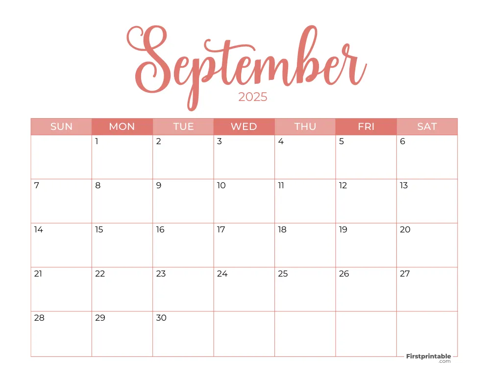 Printable September Calendar 2025 Template 24