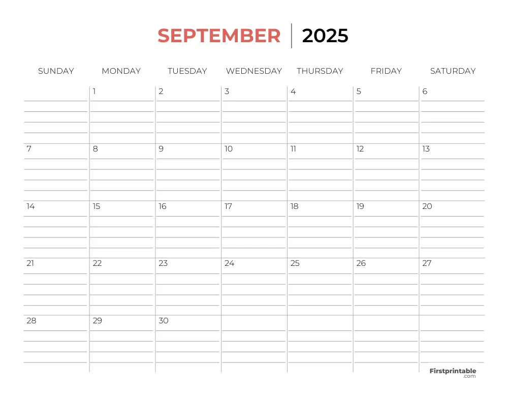 Printable September Calendar 2025 Template 26