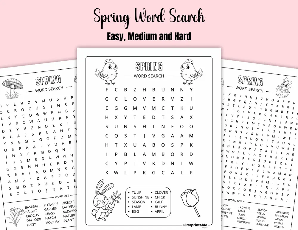 Printable Spring Word Search