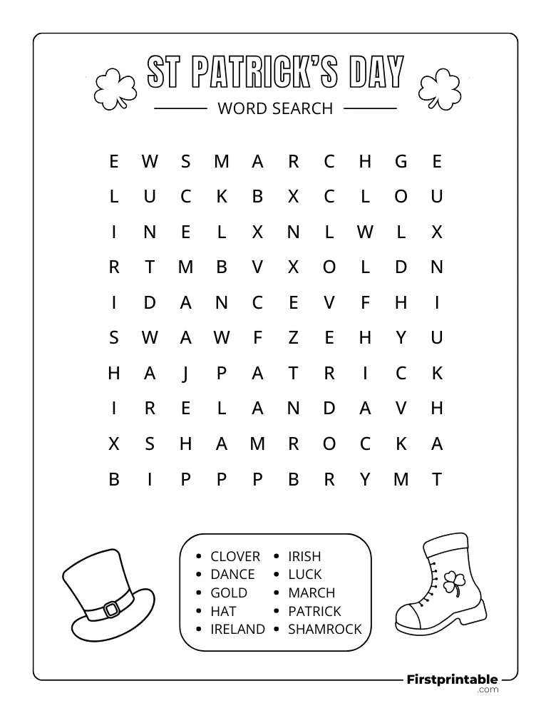 St Patrick's Day Word Search - Easy 01