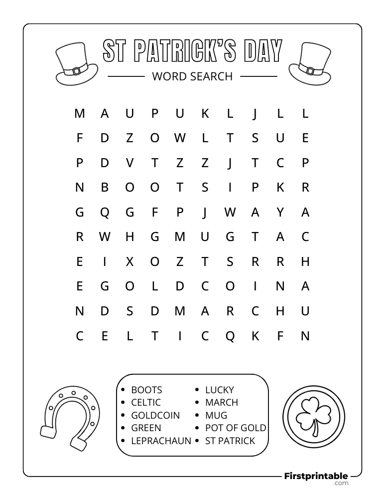 St Patrick's Day Word Search - Easy 02